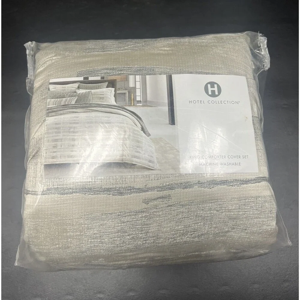 Hotel Collection Broken Stripe KING Duvet & Shams Set $500